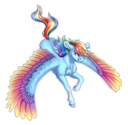 Size: 2790x2724 | Tagged: safe, artist:gaelledragons, imported from derpibooru, rainbow dash, pegasus, pony, cloven hooves, colored wings, female, flying, high res, large wings, mare, multicolored wings, simple background, solo, transparent background, white outline, wings