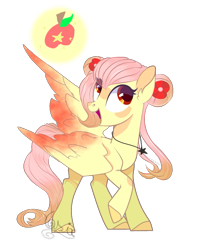 Size: 795x1005 | Tagged: safe, artist:6sixfans2, artist:teepew, imported from derpibooru, oc, oc only, oc:apple star, pegasus, pony, base used, colored wings, colored wingtips, cutie mark, female, hair bun, jewelry, necklace, not fluttershy, offspring, parent:big macintosh, parent:fluttershy, parents:fluttermac, red eyes, simple background, solo, transparent background