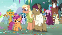 Size: 1920x1080 | Tagged: safe, imported from derpibooru, screencap, cheerilee, mane allgood, ripley, scootaloo, skeedaddle, snails, snap shutter, snips, trouble shoes, zippoorwhill, pegasus, pony, unicorn, the last crusade, colt, male, unshorn fetlocks