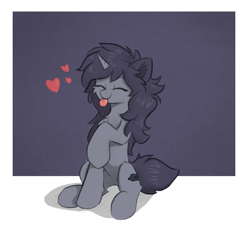 Size: 869x789 | Tagged: safe, artist:d.w.h.cn, imported from derpibooru, oc, oc only, oc:kate, pony, unicorn, chest fluff, cute, cutie mark, eyes closed, female, happy, horn, mare, raised hoof, sitting, tongue out