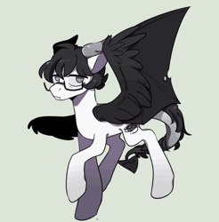 Size: 784x796 | Tagged: safe, artist:snowillusory, imported from derpibooru, oc, oc only, oc:auropa, demon, demon pony, original species, glasses, male, solo, stallion