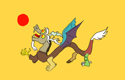 Size: 1400x900 | Tagged: safe, artist:horsesplease, imported from derpibooru, discord, draconequus, dragon, eastern dragon, pony, china, chinese, chinese discord, chinese dragon, flag, flag of qing dynasty, history, ponified, qing dynasty