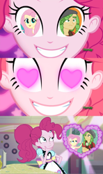 Size: 1280x2160 | Tagged: safe, artist:3d4d, imported from derpibooru, fluttershy, pinkie pie, sandalwood, a banner day, acadeca, coinky-dink world, eqg summertime shorts, equestria girls, friendship games, female, male, meme, pinkie's eyes, sandalshy, shipping, straight