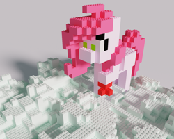 Size: 1280x1024 | Tagged: safe, artist:sugar morning, imported from derpibooru, oc, oc only, oc:sugar morning, pegasus, pony, 3d, cloud, female, lego, magicavoxel, mare, solo, standing, voxel art