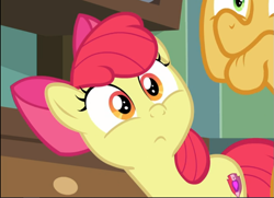 Size: 819x594 | Tagged: safe, imported from derpibooru, screencap, apple bloom, goldie delicious, earth pony, pony, going to seed, adorabloom, bow, cropped, cute, elderly, faic, female, filly, hair bow, offscreen character, solo focus