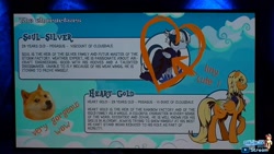 Size: 1920x1080 | Tagged: safe, artist:dormin-dim, artist:dormin-kanna, imported from derpibooru, screencap, oc, oc only, oc:canni soda, oc:heart gold, oc:soul silver, pegasus, pony, character description, doge, galacon, galacon 2019, livestream, male, my little equestria, one stormy night, stallion, wow, youtube link