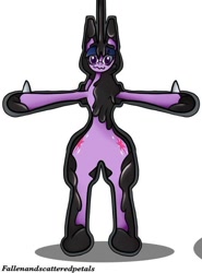 Size: 524x707 | Tagged: safe, artist:fallenandscattered, artist:lilacnightmare, imported from derpibooru, twilight sparkle, alicorn, lucario, pony, bipedal, bondage, both cutie marks, case, clothes, cropped, encasement, female, inflatable suit, mare, pokémon, simple background, solo, stretching, suit, t pose, transformation, twilicario, wavy mouth, white background