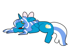 Size: 1155x836 | Tagged: safe, artist:slugpatrol, imported from derpibooru, oc, oc:fleurbelle, alicorn, pony, alicorn oc, bow, hair bow, sleeping