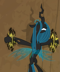 Size: 639x767 | Tagged: safe, imported from derpibooru, screencap, queen chrysalis, changeling, changeling queen, pony, frenemies (episode), angry, bondage, female, struggling