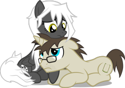 Size: 1725x1220 | Tagged: safe, artist:zacatron94, imported from derpibooru, oc, oc only, oc:blank novel, oc:captain white, pony, female, male, mare, oc x oc, prone, shipping, simple background, stallion, straight, transparent background, vector, whitenovel