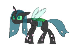 Size: 1108x755 | Tagged: safe, artist:carnifex, imported from derpibooru, queen chrysalis, changeling, changeling queen, bootleg, female, simple background, solo, white background