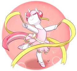 Size: 1024x940 | Tagged: safe, artist:foxhatart, imported from derpibooru, oc, oc:rose, pony, unicorn, ballerina, ballet, ballet slippers, bipedal, clothes, cute, on one leg, ribbon, standing on one leg, tutu, tutu cute