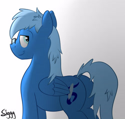 Size: 4991x4726 | Tagged: safe, artist:siggyderp, imported from derpibooru, oc, oc only, oc:blue brush, pegasus, pony, butt, dock, glasses, looking back, male, plot, signature, simple background, solo, stallion, white background