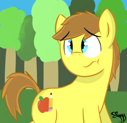 Size: 2313x2248 | Tagged: safe, artist:siggyderp, imported from derpibooru, oc, oc only, oc:siggy, earth pony, pony, frown, male, signature, solo, stallion, tree