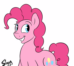 Size: 2463x2177 | Tagged: safe, artist:siggyderp, imported from derpibooru, pinkie pie, earth pony, pony, bubble berry, grin, male, rule 63, signature, simple background, smiling, solo, stallion, white background