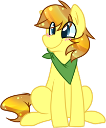 Size: 486x588 | Tagged: safe, artist:rowangoat, imported from derpibooru, oc, oc only, oc:siggy, earth pony, pony, bandana, blushing, male, simple background, sitting, smiling, solo, stallion, transparent background