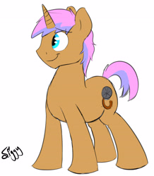 Size: 3313x3796 | Tagged: safe, artist:siggyderp, imported from derpibooru, oc, oc only, oc:film grain, pony, unicorn, male, signature, simple background, sketch, smiling, solo, stallion, white background