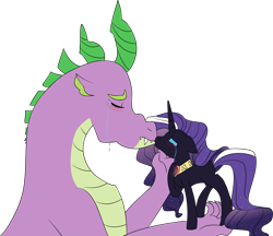 Size: 3150x2726 | Tagged: safe, artist:rosiepie15, imported from derpibooru, nightmare rarity, rarity, spike, female, male, nightmare sparity, shipping, sparity, spikezilla, straight