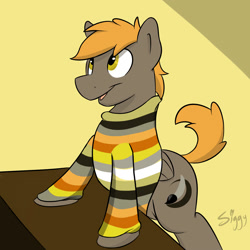 Size: 1500x1500 | Tagged: safe, artist:siggyderp, imported from derpibooru, oc, oc only, oc:umber, earth pony, pony, clothes, male, signature, solo, stallion, sweater