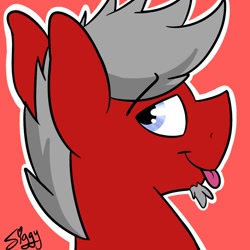 Size: 1280x1280 | Tagged: safe, artist:siggyderp, imported from derpibooru, oc, oc only, pony, commission, facial hair, goatee, icon, male, profile picture, signature, solo, stallion, tongue out