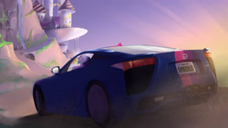Size: 3840x2160 | Tagged: safe, artist:silfoe, imported from derpibooru, twilight sparkle, pony, canterlot, canterlot castle, car, commission, driving, female, lexus, lexus lf-a, lexus lfa, scenery, solo