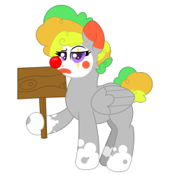 Size: 1800x1800 | Tagged: safe, artist:ponkus, imported from derpibooru, oc, oc only, oc:odd inks, pegasus, pony, clown, clown makeup, meme, sign, solo, template