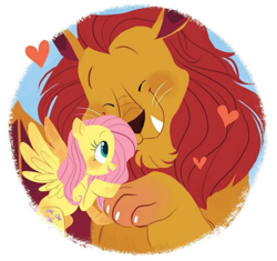 Size: 773x726 | Tagged: safe, artist:zoe persico, imported from derpibooru, fluttershy, manny roar, pony, fluttershy's ferocious friend!, cute, heart, hnnng, little golden book, mannybetes, shyabetes