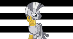 Size: 1132x600 | Tagged: safe, imported from derpibooru, zecora, pony, zebra, ear piercing, earring, female, heterosexuality, hooves, jewelry, mare, neck rings, piercing, pride, pride flag, solo, straight, straight pride flag