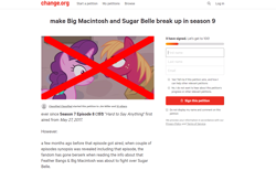 Size: 1417x875 | Tagged: safe, imported from derpibooru, big macintosh, sugar belle, earth pony, pony, unicorn, hard to say anything, anti-shipping, female, male, mare, meme, op can't let go, op is a duck, op is trying to start shit, petition, stallion, waifu thief