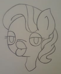 Size: 1531x1852 | Tagged: safe, artist:lightning135, imported from derpibooru, diamond tiara, pony, big lips, bust, female, lidded eyes, older, older diamond tiara, solo, traditional art