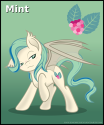 Size: 1000x1200 | Tagged: safe, artist:dolenore, imported from derpibooru, oc, oc only, bat pony, pony, bat pony oc, female, gradient background, raised hoof, solo