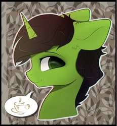 Size: 1280x1384 | Tagged: safe, artist:radioaxi, artist:reterica, imported from derpibooru, oc, oc only, pony, unicorn, abstract background, bust, solo, speech bubble