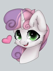 Size: 773x1034 | Tagged: safe, artist:radioaxi, artist:reterica, imported from derpibooru, sweetie belle, pony, unicorn, bust, cute, diasweetes, female, heart, simple background, solo, white background