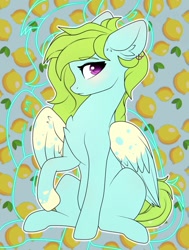 Size: 777x1028 | Tagged: safe, artist:php145, artist:reterica, imported from derpibooru, oc, oc only, pegasus, pony, abstract background, sitting, solo