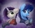 Size: 1004x796 | Tagged: safe, artist:php145, artist:reterica, imported from derpibooru, oc, oc:moonsonat, earth pony, pony, unicorn, controller, duo, microphone, simple background