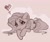Size: 1280x1067 | Tagged: safe, artist:radioaxi, artist:reterica, imported from derpibooru, fluttershy, pegasus, pony, blushing, colored sketch, cute, ear fluff, female, gritted teeth, heart, limited palette, looking at you, mare, monochrome, prone, shyabetes, sketch, smiling, solo, three quarter view