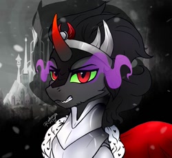 Size: 935x855 | Tagged: safe, artist:radioaxi, artist:reterica, imported from derpibooru, king sombra, pony, umbrum, unicorn, bust, male, solo, sombra eyes, stallion
