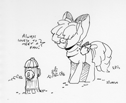 Size: 1562x1281 | Tagged: safe, artist:dilarus, deleted from derpibooru, imported from derpibooru, songbird serenade, pegasus, pony, my little pony: the movie, blind joke, dialogue, female, fire hydrant, mare, monochrome, simple background, traditional art, we are going to hell, white background