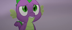 Size: 1920x804 | Tagged: safe, imported from derpibooru, screencap, spike, dragon, my little pony: the movie, cute, fangs, male, shading, solo, spikabetes, tail