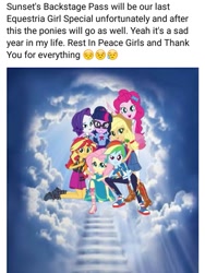 Size: 717x952 | Tagged: safe, imported from derpibooru, applejack, fluttershy, pinkie pie, rainbow dash, rarity, sci-twi, sunset shimmer, twilight sparkle, equestria girls, equestria girls series, spoiler:eqg series (season 2), 2019, cartoon heaven, end of g4, end of ponies, farewell, heaven, humane five, humane seven, humane six, rest in peace, the end, the end of equestria girls, the ride ends