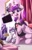 Size: 1650x2550 | Tagged: safe, artist:princrim, imported from derpibooru, princess cadance, princess flurry heart, shining armor, alicorn, pony, baby, bust, clothes, cute, diaper, family photo, female, foal, levitation, magic, mama cadence, mare, mother and daughter, mushroom, nintendo switch, nintendo switch lite, open mouth, pillow, playing, scrunchy face, shirt, sitting, smiling, super mario bros., teddy bear, telekinesis