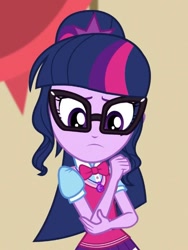 Size: 539x718 | Tagged: safe, imported from derpibooru, screencap, sci-twi, twilight sparkle, equestria girls, movie magic, spoiler:eqg specials, clothes, cropped, female, geode of telekinesis, glasses, magical geodes, ponytail, solo