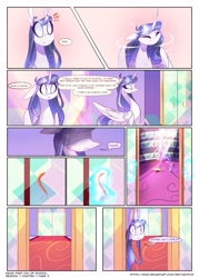 Size: 3500x4900 | Tagged: safe, artist:iheyyasyfox, imported from derpibooru, twilight sparkle, oc, oc:stella alba nyx, alicorn, pony, comic:first day of school, female, magic, mare, offspring, parent:flash sentry, parent:twilight sparkle, parents:flashlight, twilight sparkle (alicorn)