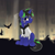 Size: 2100x2100 | Tagged: safe, artist:sjart117, imported from derpibooru, oc, oc only, oc:dust rock, bird, crow, unicorn, building, city, clothes, color change, fillydelphia, hoodie, male, markings, missing accessory, night, rock pony, rocker, sitting, solo, stallion, streetlight