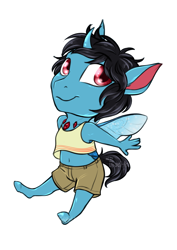 Size: 1244x1760 | Tagged: safe, artist:blackblood-queen, imported from derpibooru, oc, oc only, anthro, changedling, changeling, hybrid, unguligrade anthro, anthro oc, chibi, clothes, commission, male, simple background, smiling, transparent background