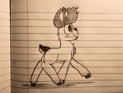 Size: 2560x1920 | Tagged: safe, artist:thebadbadger, imported from derpibooru, oc, oc only, oc:plush, deer, pony, lined paper, solo, traditional art, walking