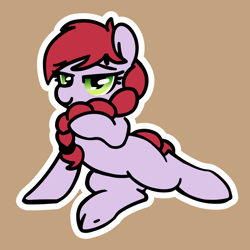 Size: 1280x1280 | Tagged: safe, artist:masserey, imported from derpibooru, oc, oc only, oc:crab apple, earth pony, pony, bedroom eyes, braid, female, looking at you, mare, smiling, solo, sultry pose