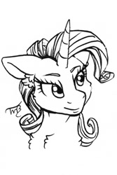 Size: 1000x1500 | Tagged: safe, artist:tillie-tmb, imported from derpibooru, rarity, pony, unicorn, bust, female, mare, monochrome, portrait, solo