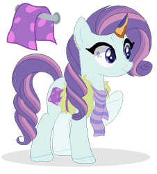 Size: 369x409 | Tagged: safe, artist:raflesplatt, imported from derpibooru, oc, oc only, oc:cotton fluff, pony, unicorn, base used, clothes, female, magical lesbian spawn, mare, offspring, parent:kerfuffle, parent:rarity, parents:rarifuffle, scarf, simple background, solo, transparent background