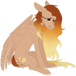 Size: 864x872 | Tagged: safe, artist:sychia, imported from derpibooru, oc, oc only, oc:firelight, pegasus, pony, crying, female, mare, sad, solo